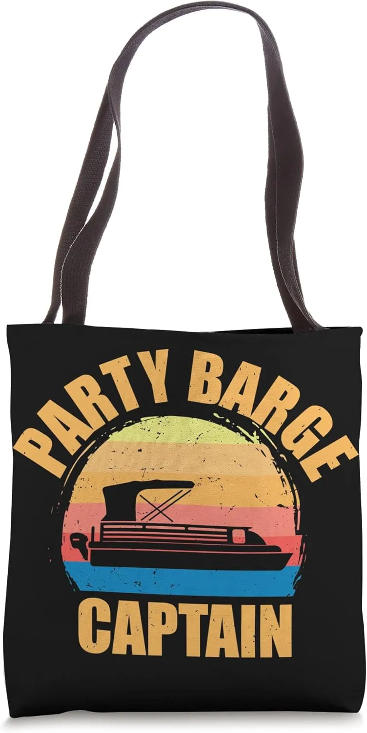 Party Barge Captain Reto Sunset Vintage Style Pontoon Boat Tote Bag