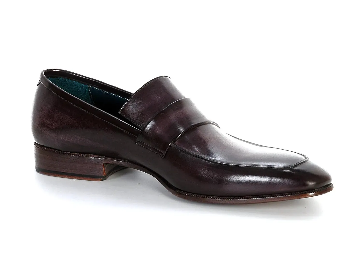 Paul Parkman Men's Loafer Black & Gray Hand-Painted Leather Upper with
