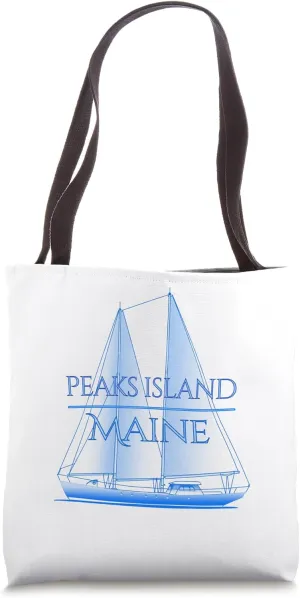 Peaks Island Maine Coastal Nautical Sailing Sailor Tote Bag