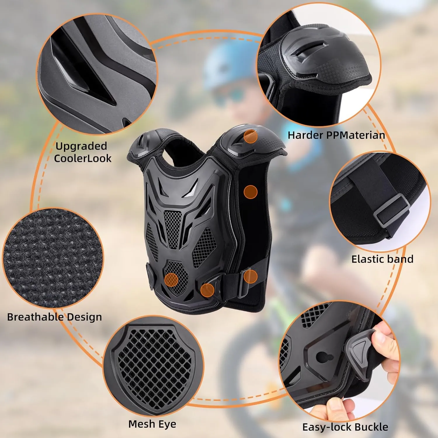 PELLOR Kids Dirt Bike Gear, Chest Protector for Boys Girls Mountain Biking Cycling