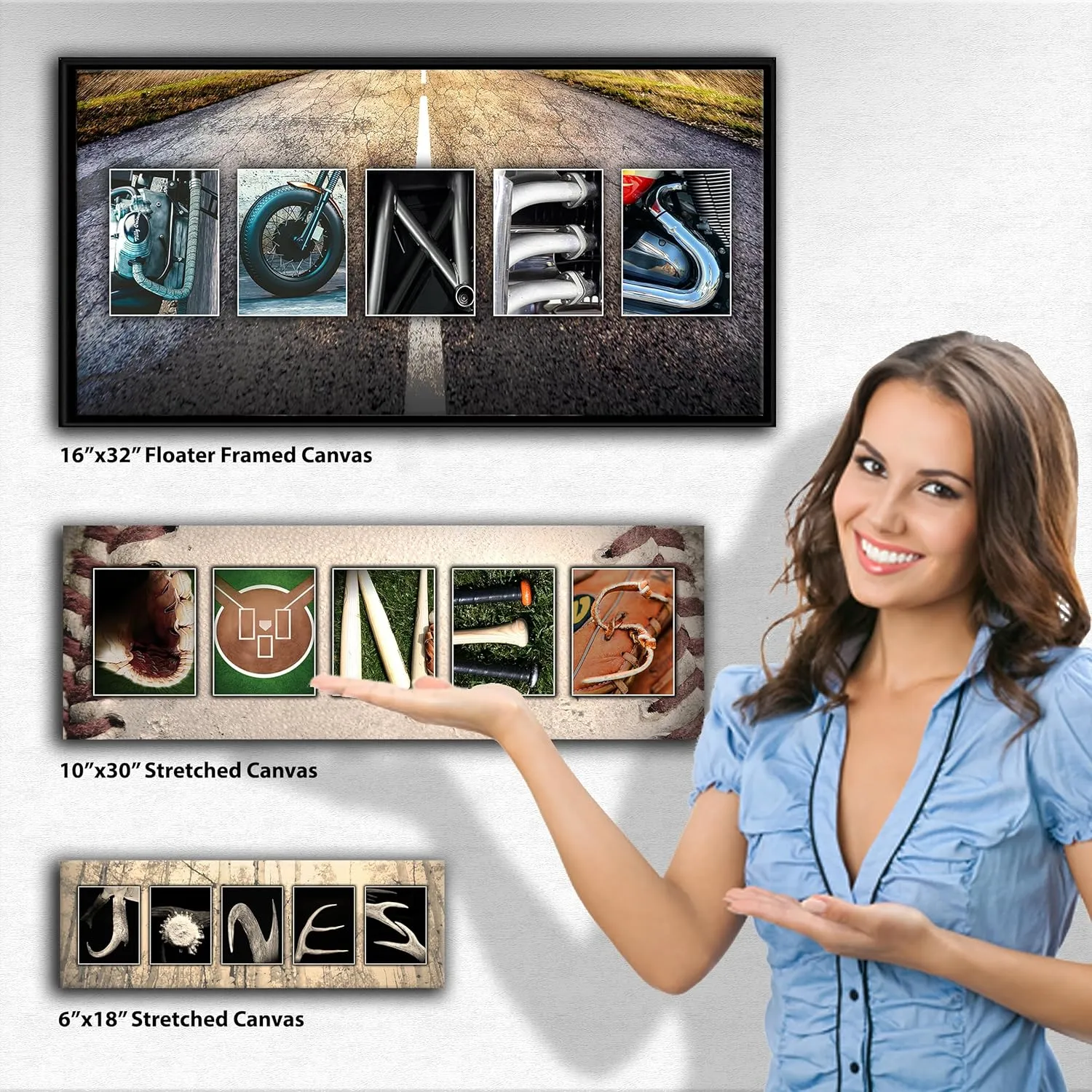 Personalized Fishing Name Alphabet Art - Perfect for The Man cave, Office, or Boy's Room. (Block Mount - 6.5 x 18)