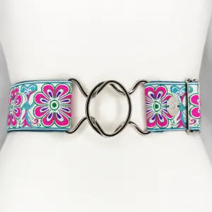 Pink Teal Flower-adjustable belt-one size fits most