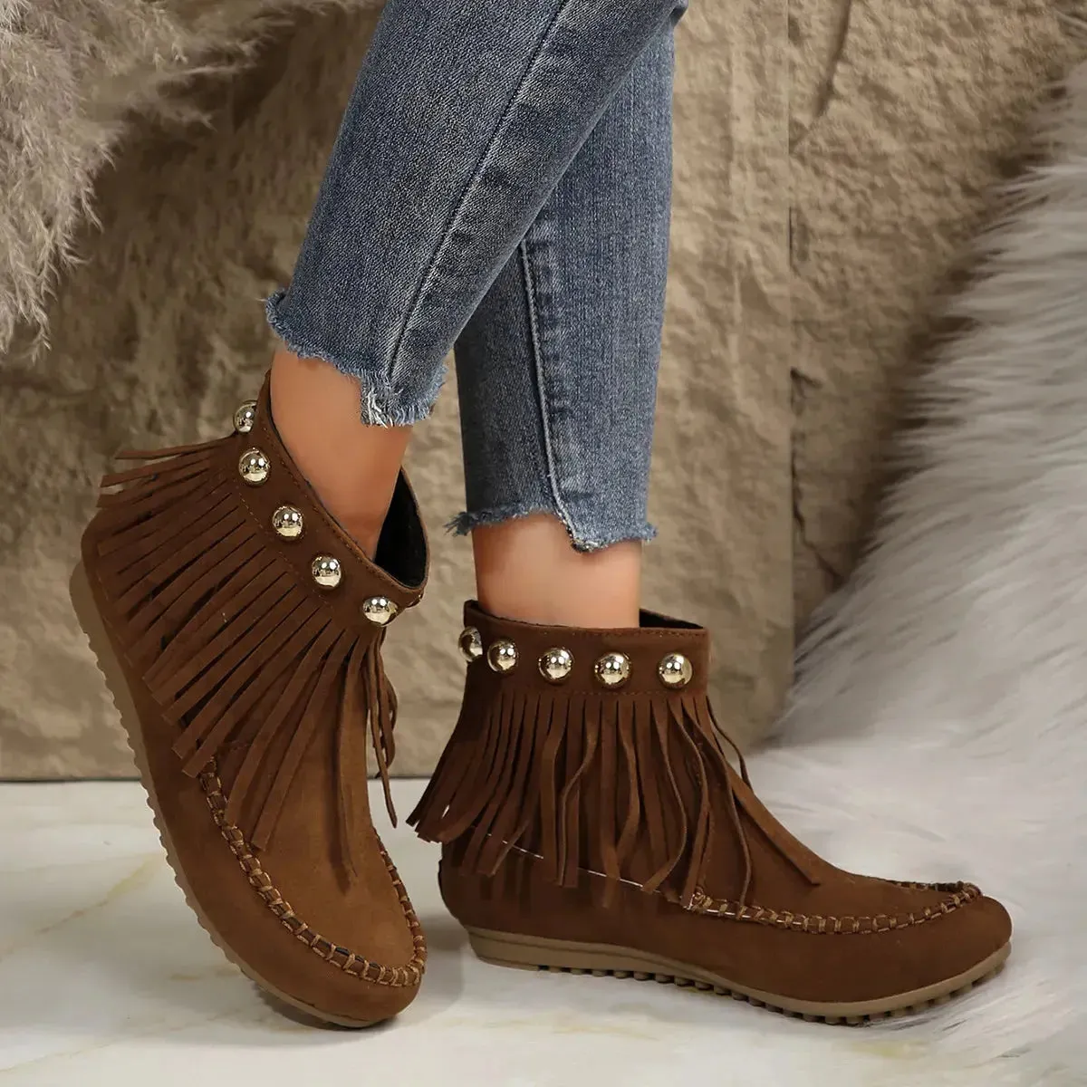 Platform Round Boots Practical Toe Wi-Fi-enabled