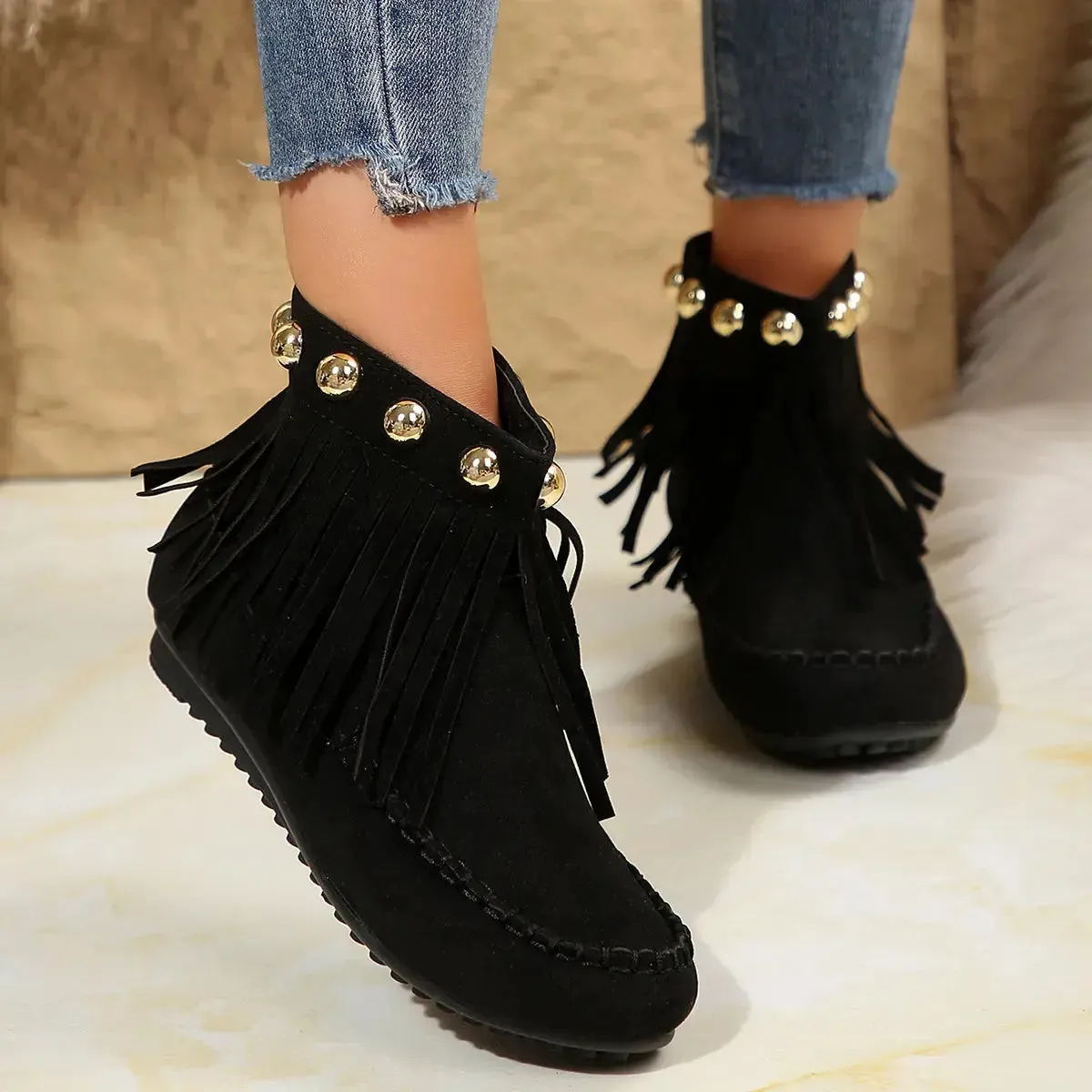 Platform Round Boots Practical Toe Wi-Fi-enabled