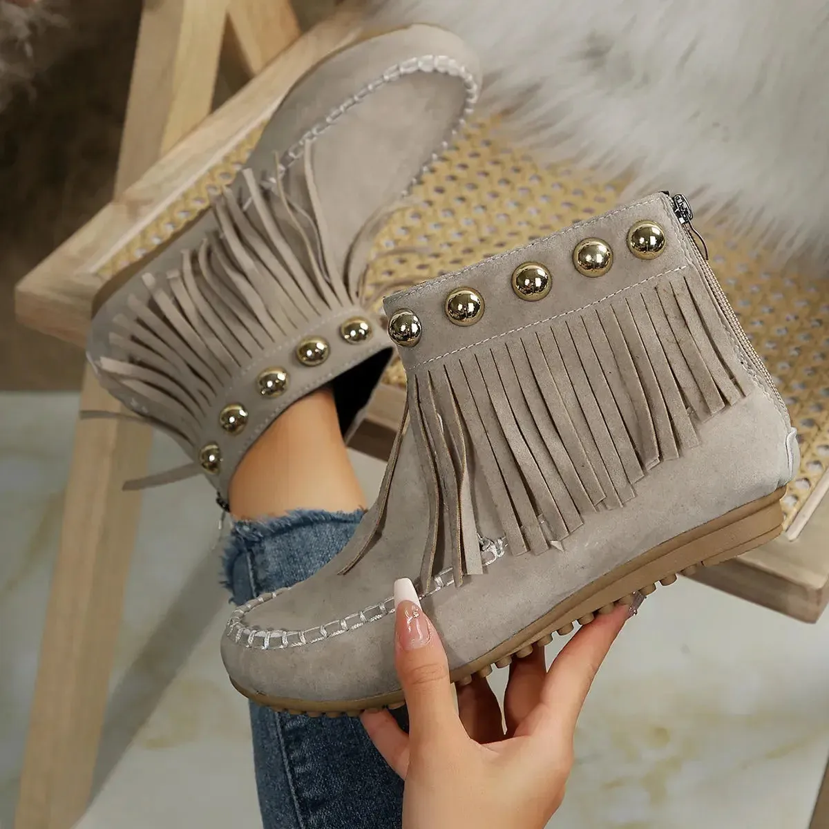 Platform Round Boots Practical Toe Wi-Fi-enabled