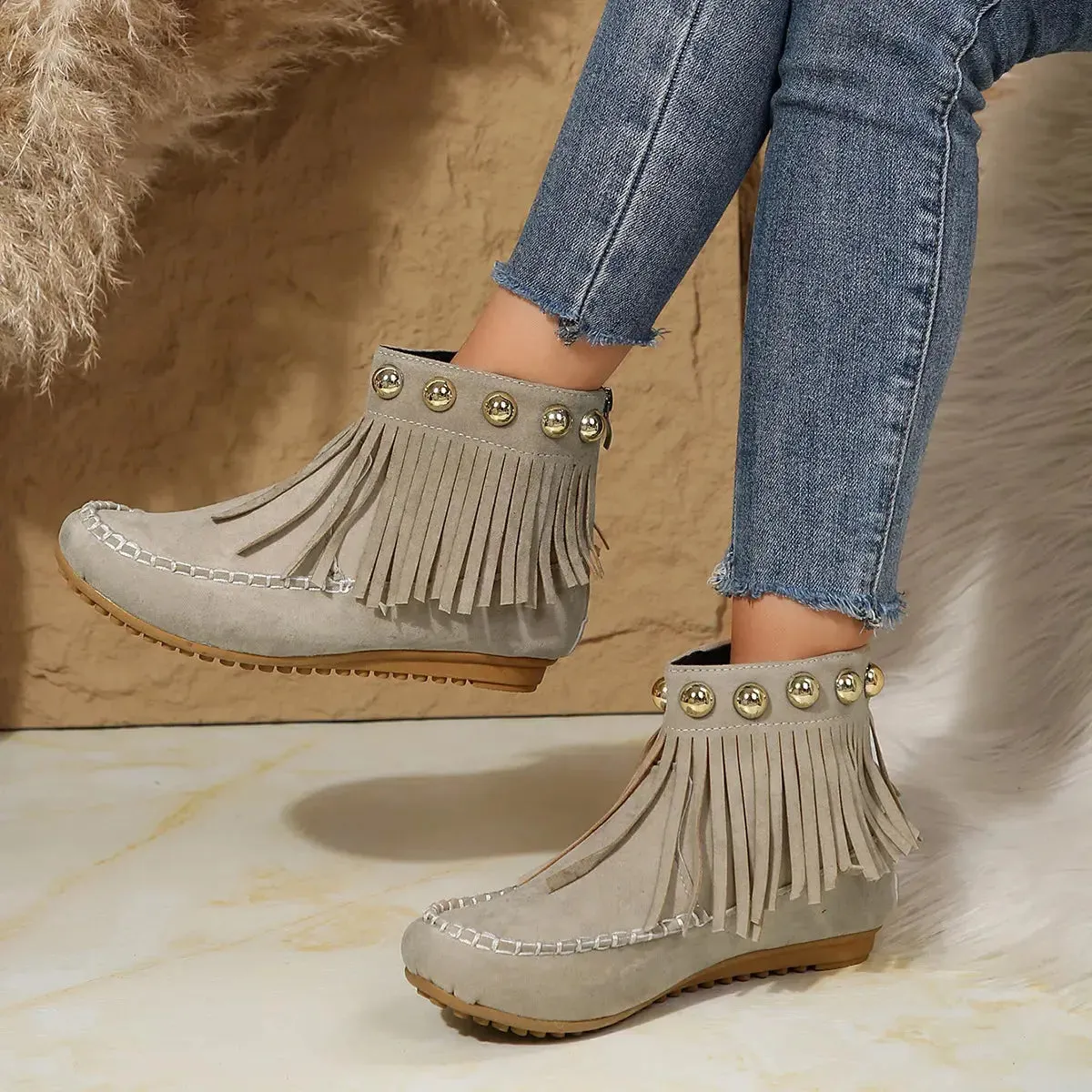 Platform Round Boots Practical Toe Wi-Fi-enabled