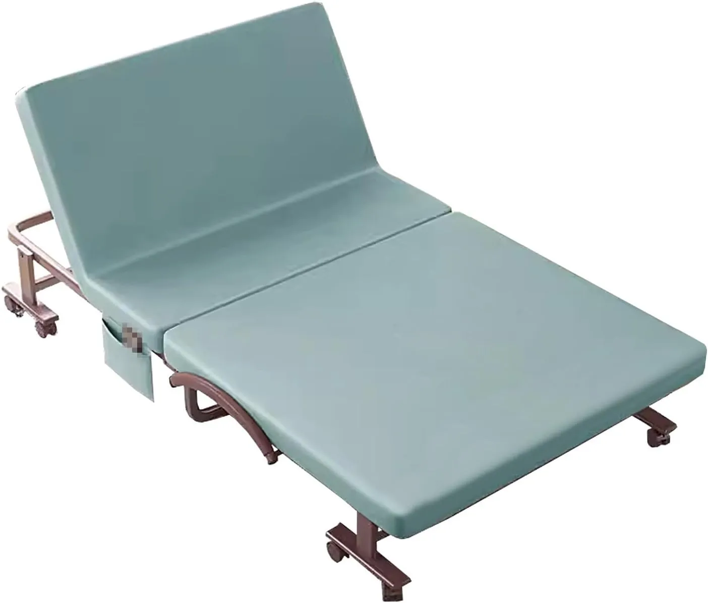Portable Bed for Adults with 360° Casters Camping Bed Emergency Cot Guest Beds Six Speed Adjustable Backrest Space Saving Folding Bed(Green,190 * 100 * 36cm)
