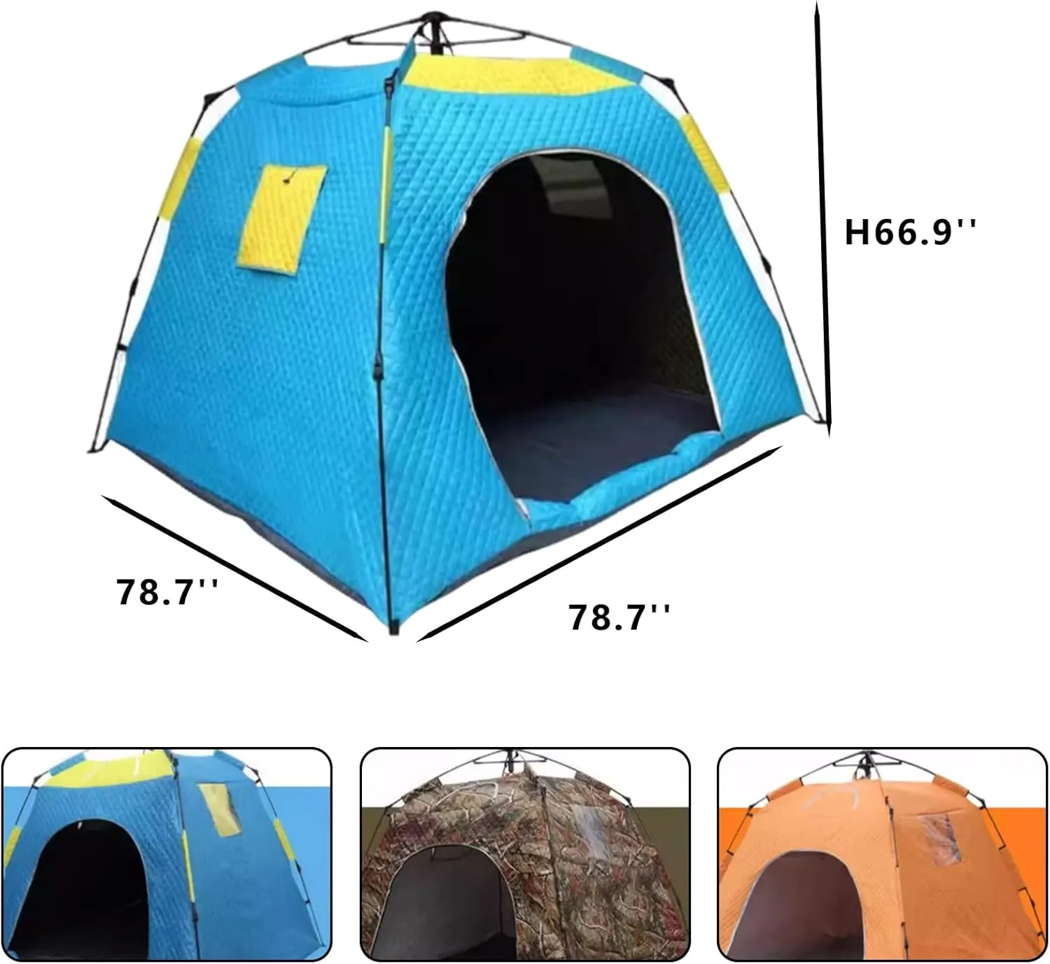 Portable Ice Fishing Tent 3-4 Person Ice Fishing Shelter with Windows, Vents and Ice Anchors, Thickened Camping Tent Ice Shanty for Winter Fishing
