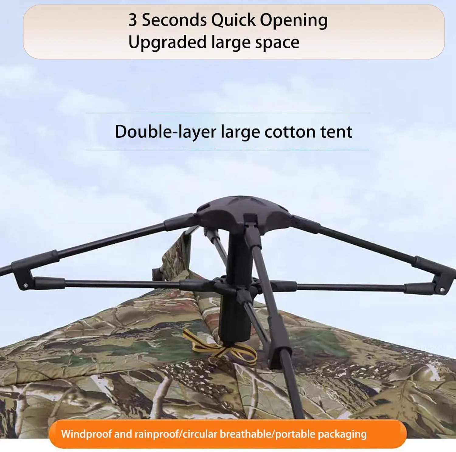 Portable Ice Fishing Tent 3-4 Person Ice Fishing Shelter with Windows, Vents and Ice Anchors, Thickened Camping Tent Ice Shanty for Winter Fishing