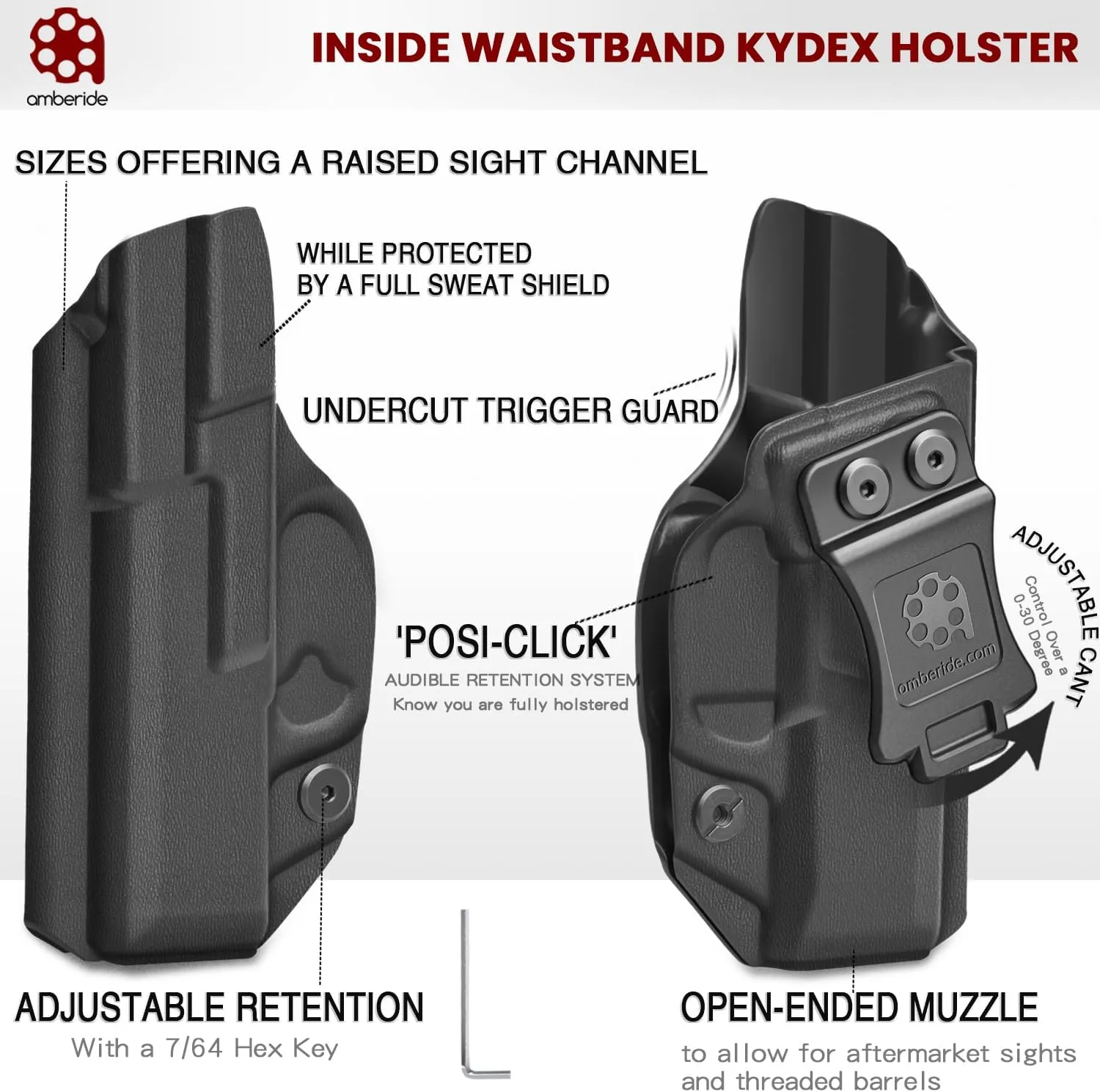 PPS M2 Holster IWB Kydex for Walther PPS M2 9mm/.40 Pistol – Inside Waistband Concealed Carry – Adjustable Cant & 'Posi-Click' Retention – No Wear - No Jitter – Made in USA