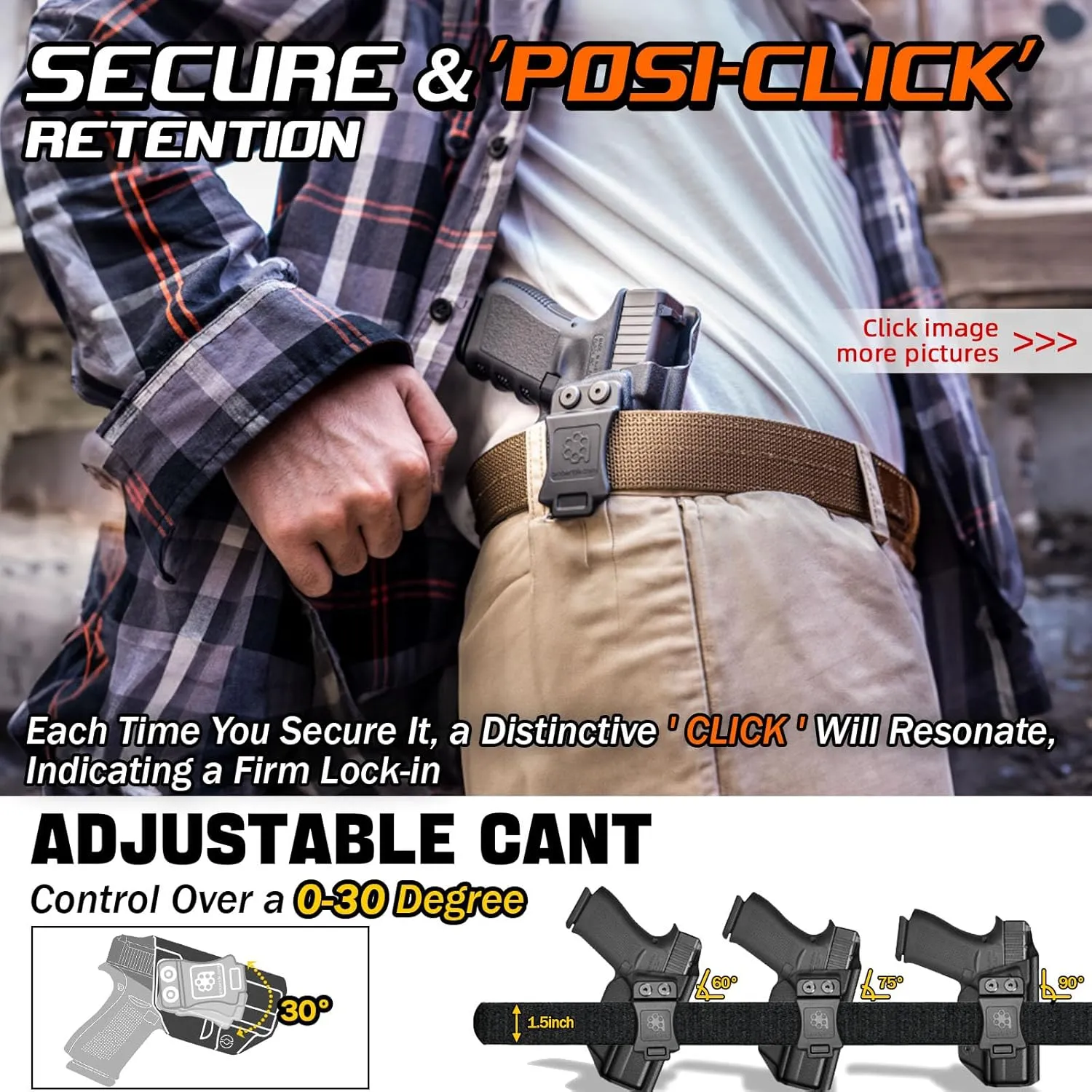 PPS M2 Holster IWB Kydex for Walther PPS M2 9mm/.40 Pistol – Inside Waistband Concealed Carry – Adjustable Cant & 'Posi-Click' Retention – No Wear - No Jitter – Made in USA