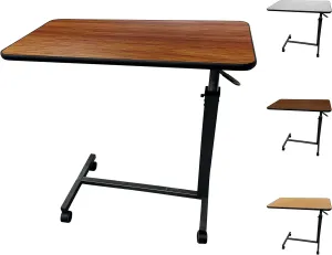 ProHeal Medical Overbed Table with Wheels and Adjustable Height - Cherry Rolling Over Bed Table for Home and Hospital Use