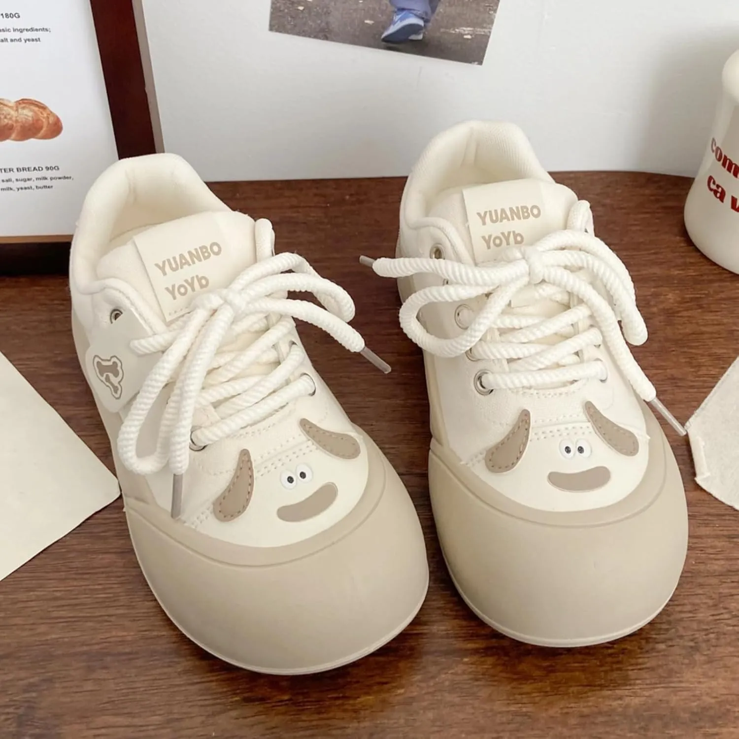 Puppy Ears Cloud Soft Creamy Chunky Sneaker Y2K Platform Retro Aesthetic Cute Walking Shoes for Women Girl Casual Outfit