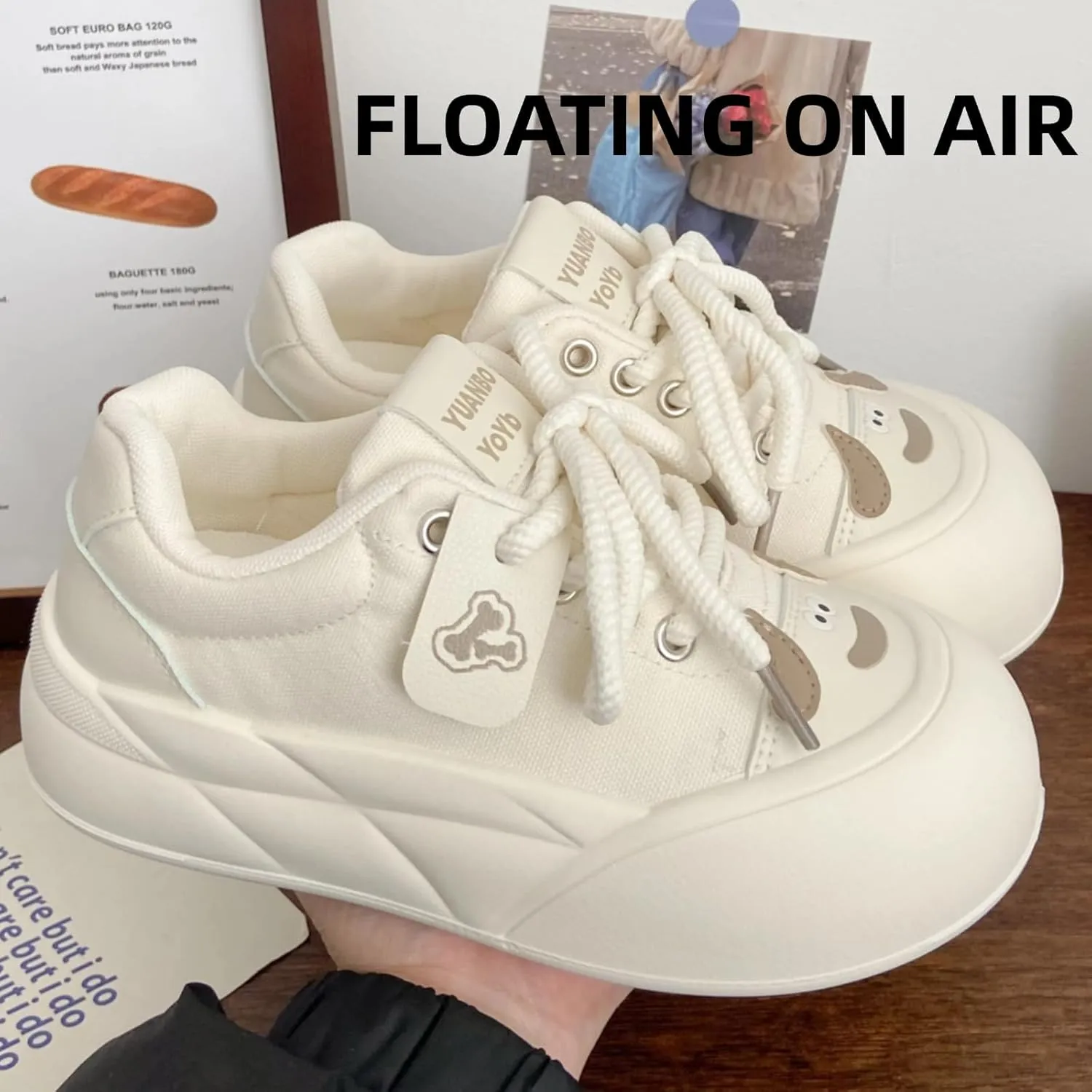 Puppy Ears Cloud Soft Creamy Chunky Sneaker Y2K Platform Retro Aesthetic Cute Walking Shoes for Women Girl Casual Outfit