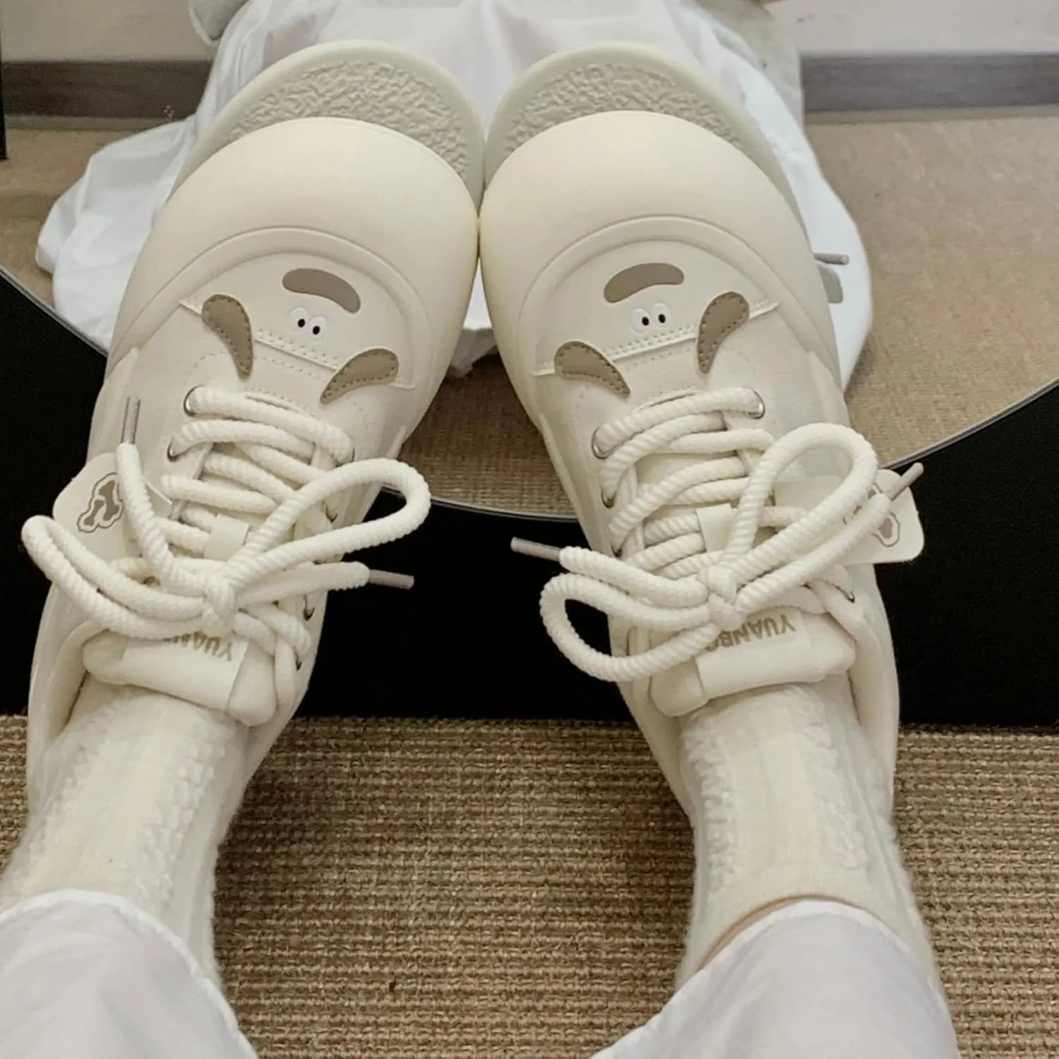Puppy Ears Cloud Soft Creamy Chunky Sneaker Y2K Platform Retro Aesthetic Cute Walking Shoes for Women Girl Casual Outfit