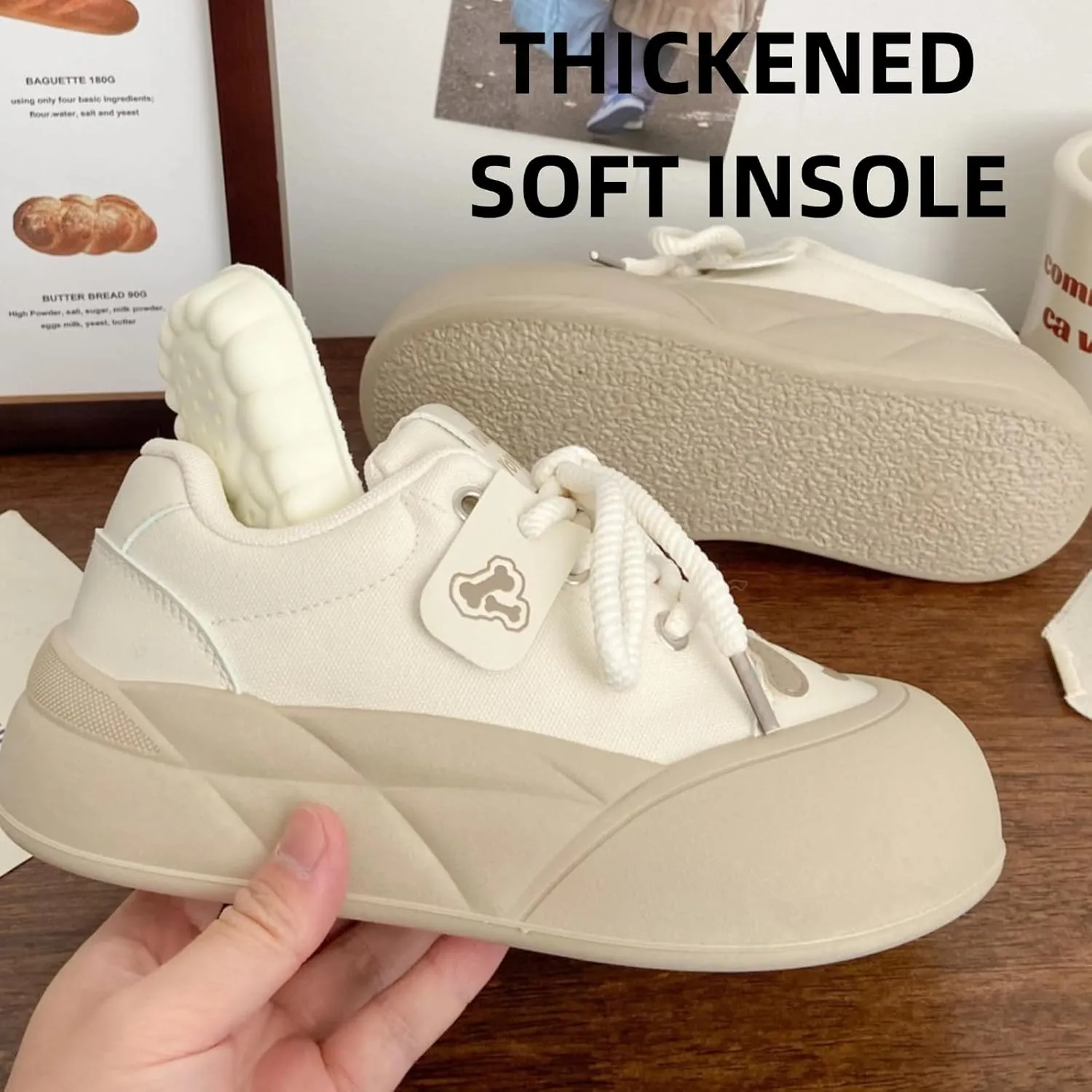 Puppy Ears Cloud Soft Creamy Chunky Sneaker Y2K Platform Retro Aesthetic Cute Walking Shoes for Women Girl Casual Outfit