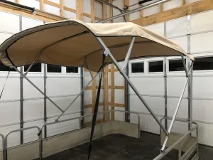 Replacement Bimini Top Canvas with Boot, Compatable with Sun Tracker Bass Buggy Fits Factory Frame! Beige, 9' Long x 8.5' Wide, 16oz, by Cypress Rowe Outfitters, 4 Bow