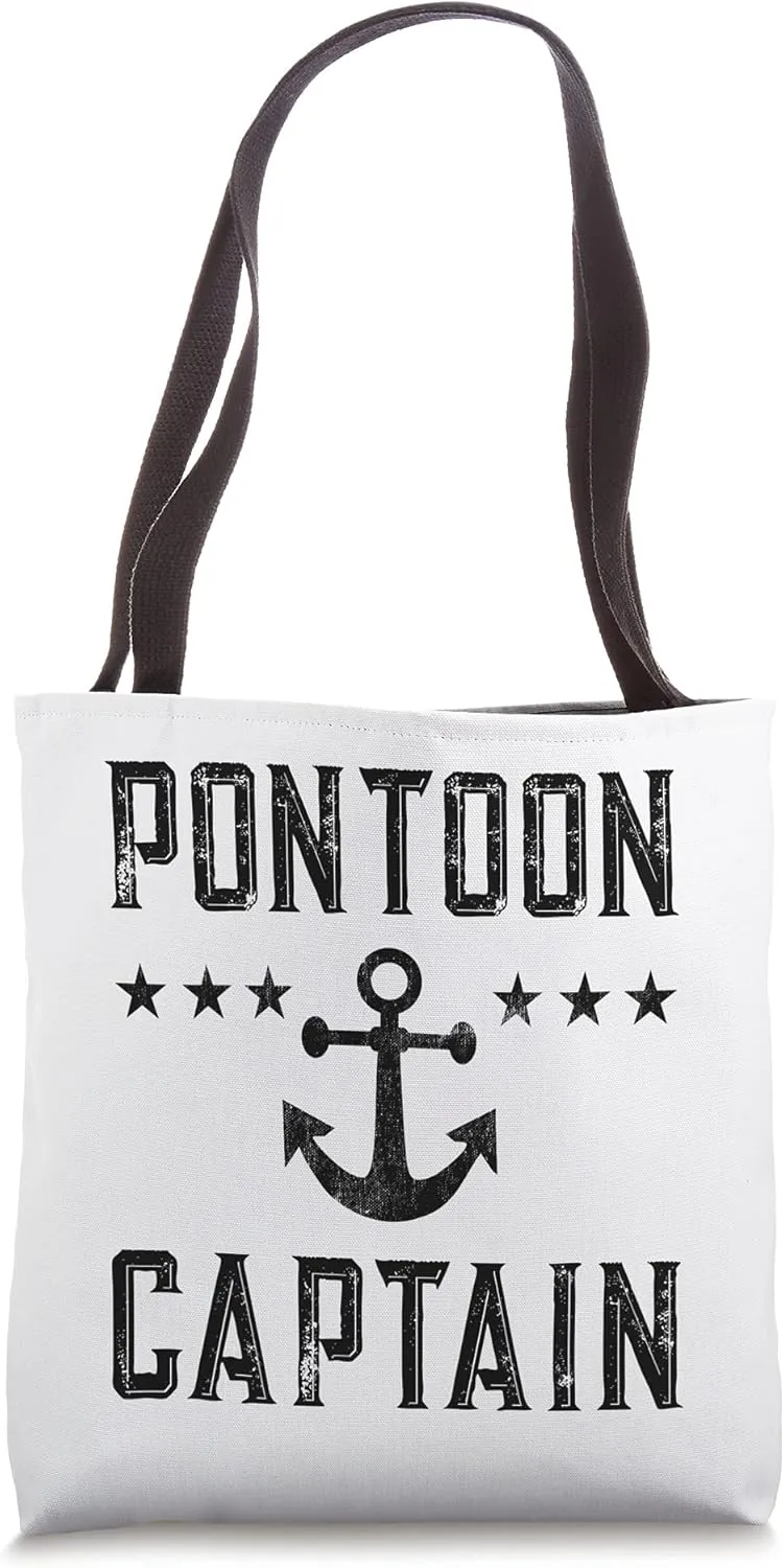 Retro Pontoon Captain Party Barge Boat Owner Black Graphic Tote Bag