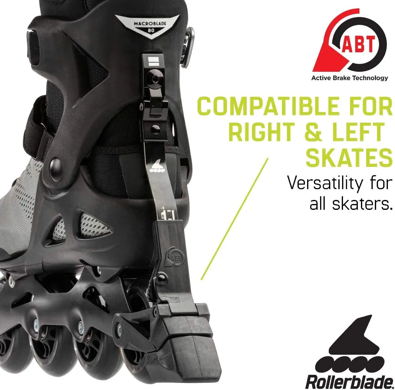 Rollerblade Macroblade 80 ABT Men's Adult Fitness Inline Skate, Silver/Neon Yellow, Performance Inline Skates