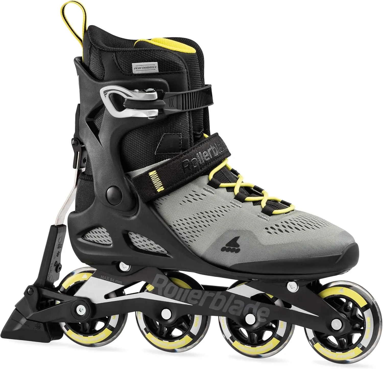 Rollerblade Macroblade 80 ABT Men's Adult Fitness Inline Skate, Silver/Neon Yellow, Performance Inline Skates