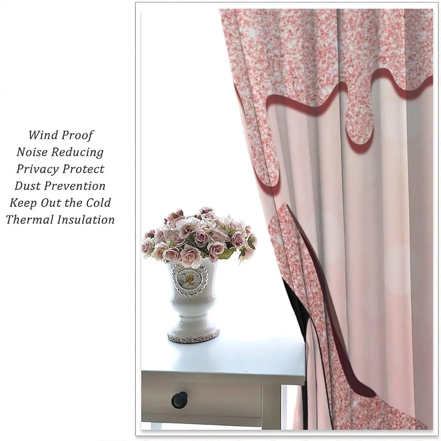 Rose Gold High Heels Blackout Curtains for Bedroom - Modern Fashion Lady Makeup Theme Drips Diamond Glitter Print Window Drapes,Rod Pocket Room Darkening Curtains 2 Panels 72L x 31.5W