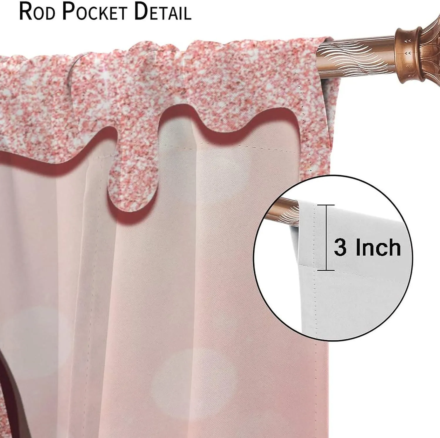 Rose Gold High Heels Blackout Curtains for Bedroom - Modern Fashion Lady Makeup Theme Drips Diamond Glitter Print Window Drapes,Rod Pocket Room Darkening Curtains 2 Panels 72L x 31.5W