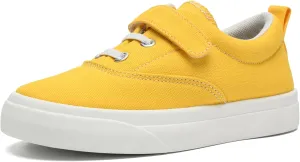 rosyclo Canvas Sneakers for Boys and Girls, Toddler Kids Walking Shoes Lightweight Breathable Non-Slip Soft Adjustable Strap Baby Boy Girl Outdoor Casual Tennis Shoe for Little Big Kid, Yellow