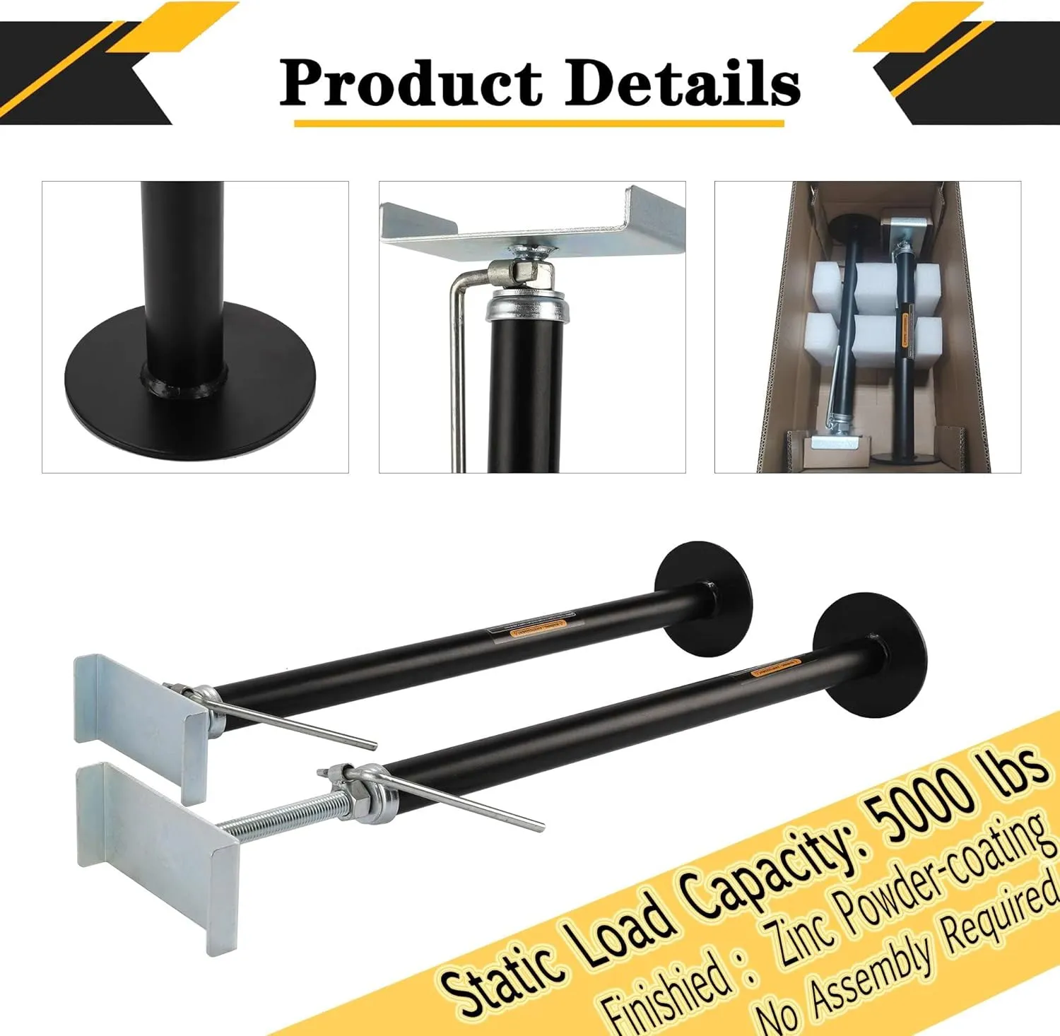 RV Slide Out Support Trailer Stabilizer Jacks, RV Camper Accessories for Travel Trailers - 26.5" to 50" - 5000 Lbs Each - Pack of 2