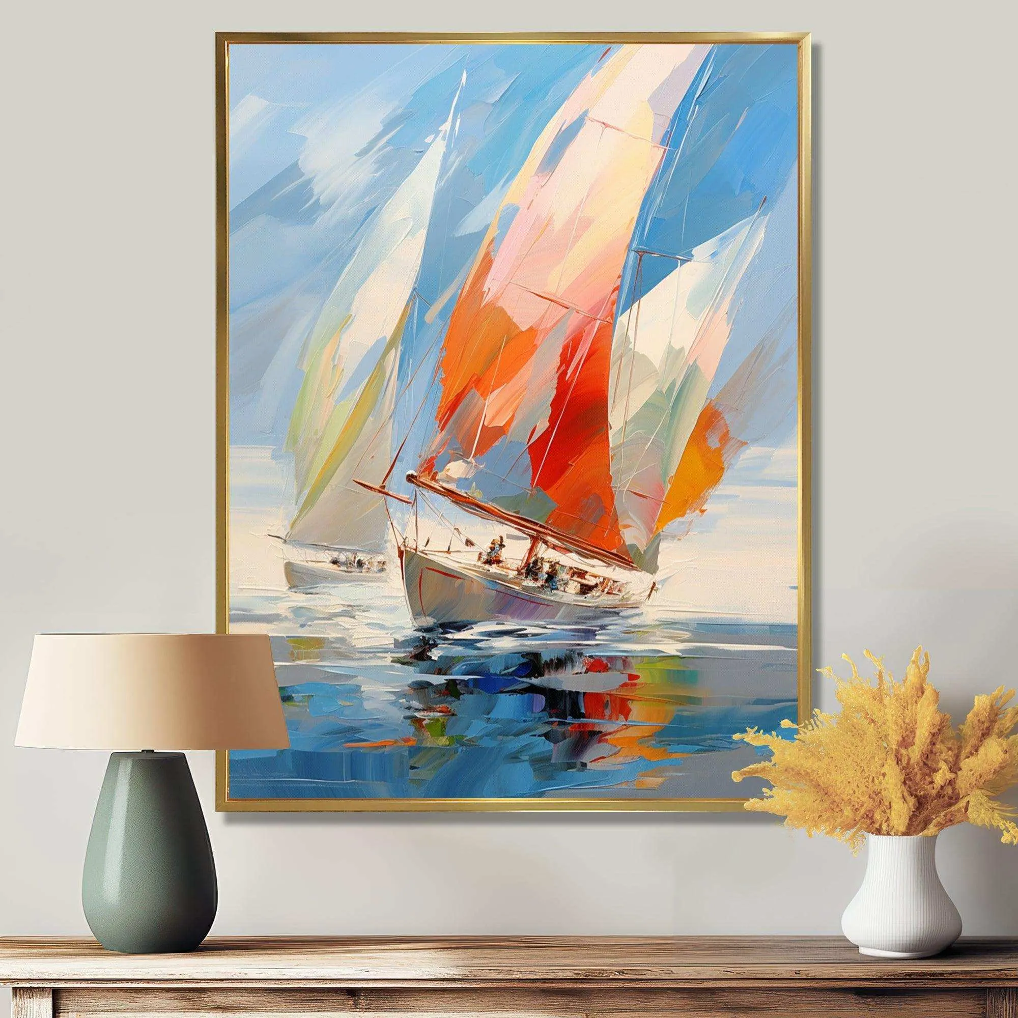 Sailboat Abstract Winds I - Transportation Canvas Wall Art