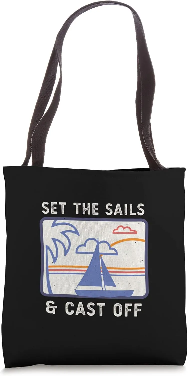 Sailing Boat Sails Captain Retro Sailors Seafarer Vacation Tote Bag