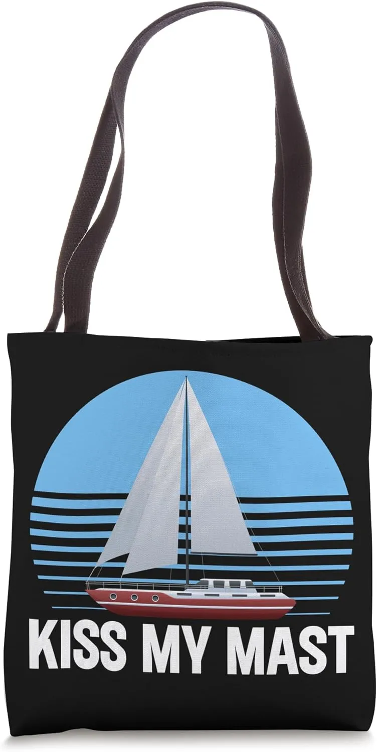 Sailing Sailboat Vintage Retro Kiss My Mast Tote Bag