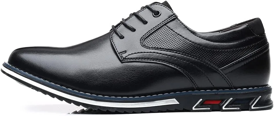 Santimon Mens Casual Walking Leather Sneakers Comfort Oxfords Lace Up Fashion Moccasin Shoes
