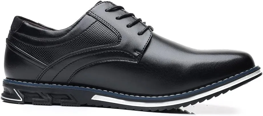 Santimon Mens Casual Walking Leather Sneakers Comfort Oxfords Lace Up Fashion Moccasin Shoes