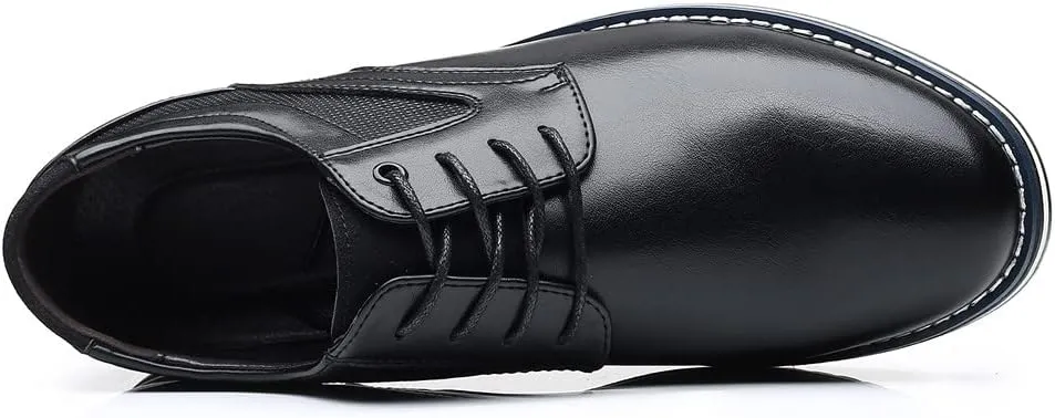 Santimon Mens Casual Walking Leather Sneakers Comfort Oxfords Lace Up Fashion Moccasin Shoes