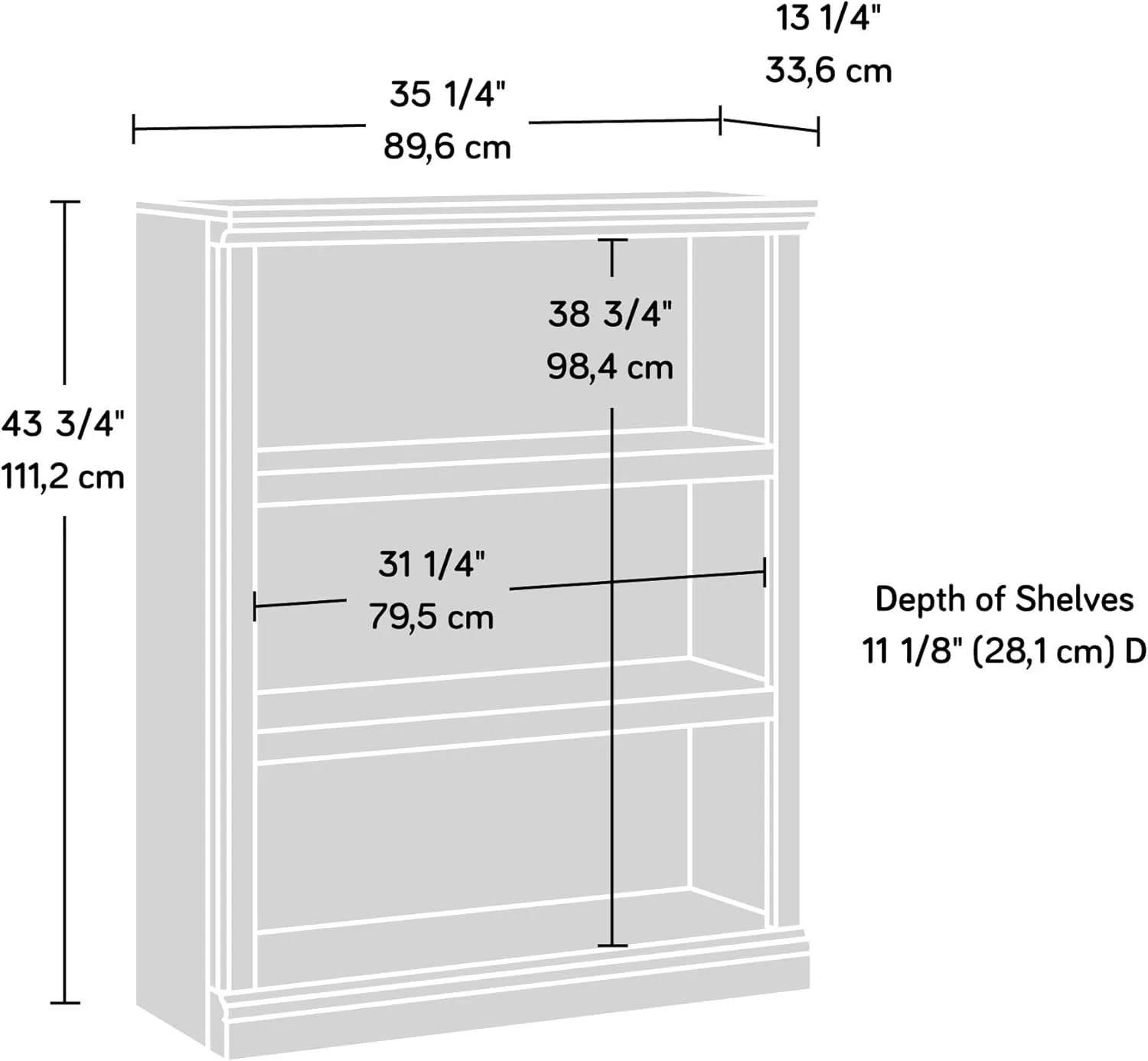 Sauder 3 Tier Book Shelf Wooden Bookcase Multipurpose Bookshelf for Home Office, Living Room, in Glacier Oak