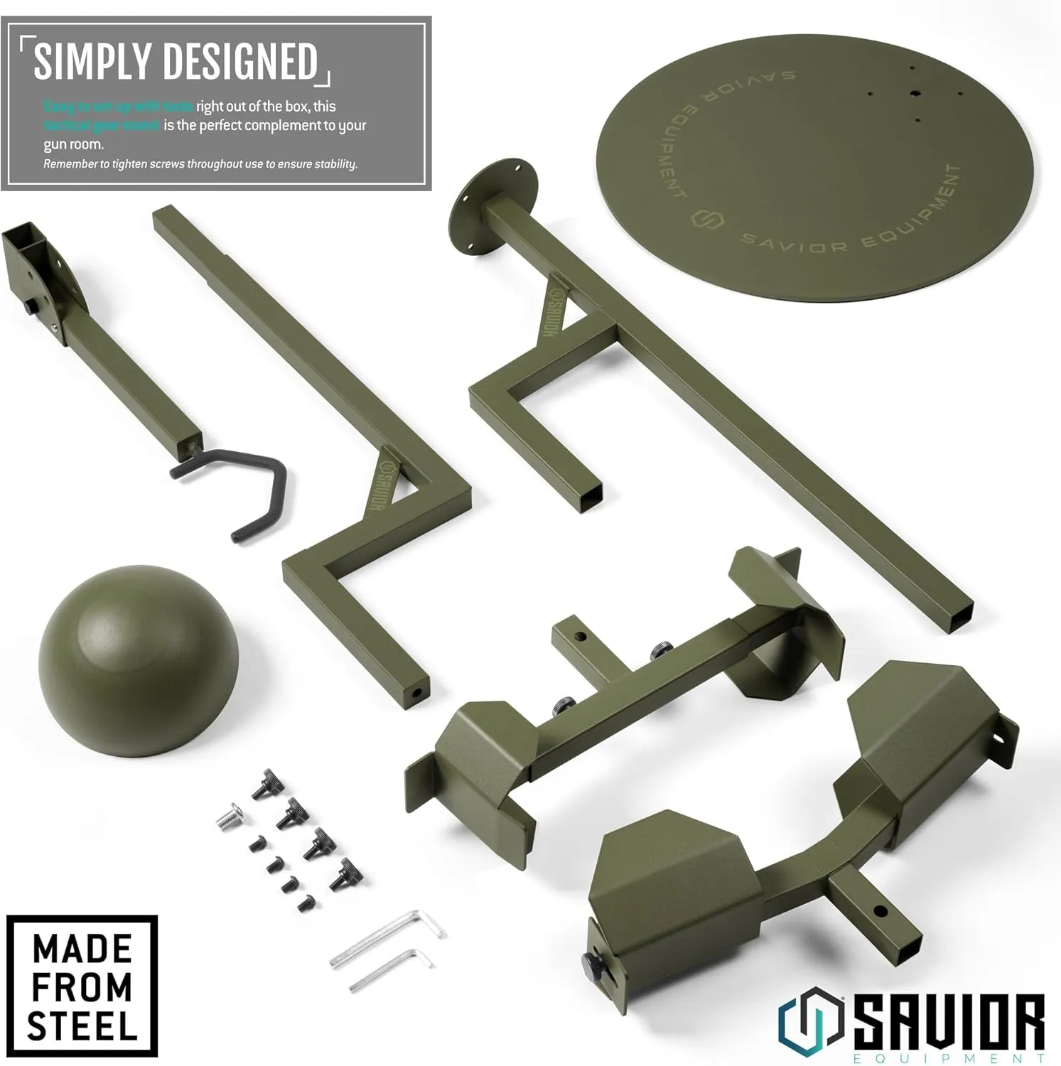 Savior Equipment H.A.B Tactical Gear Stand Helmet Vest Belt Display Rack, Military Gear Holder Plate Carrier Indoor Home Garage Free-Standing Organizer, Heavy Duty Steel Construction Hold Up To 70 lbs