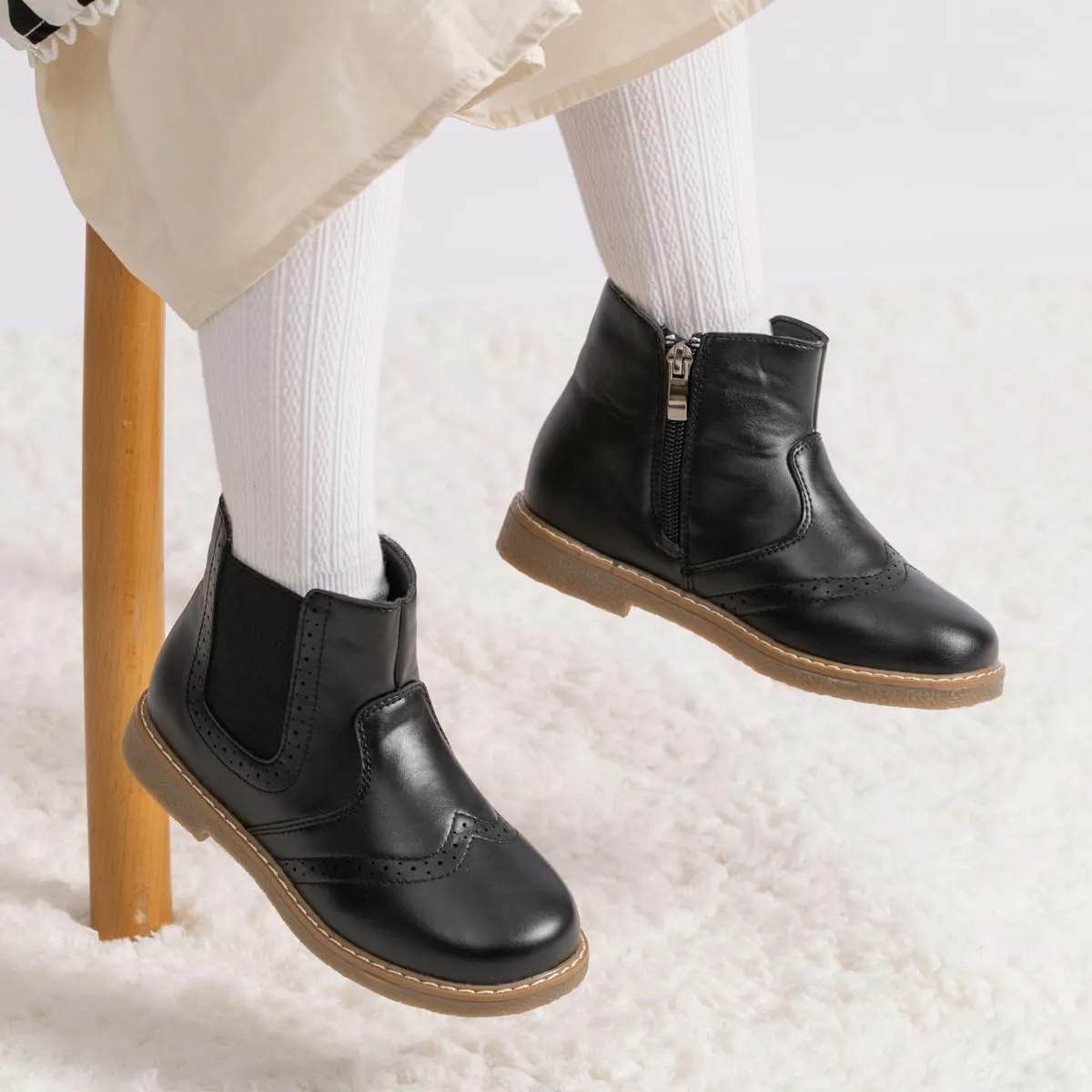 Sawimlgy Toddler Boys Girls Classic Hiking Boots PU Leather Outdoor Four Seasons Ankle Sneaker High Top Durable Rubber Sole Casual Shoes