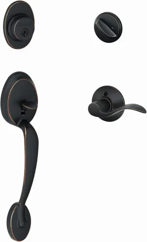 Schlage F60 PLY 716 Acc LH Front Entry Handleset, Standard Interior Trim, Aged Bronze