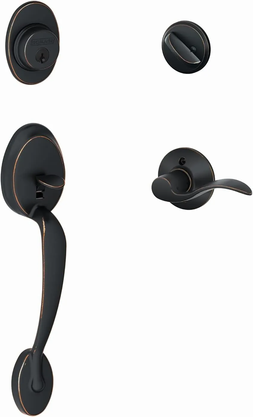 Schlage F60 PLY 716 Acc LH Front Entry Handleset, Standard Interior Trim, Aged Bronze
