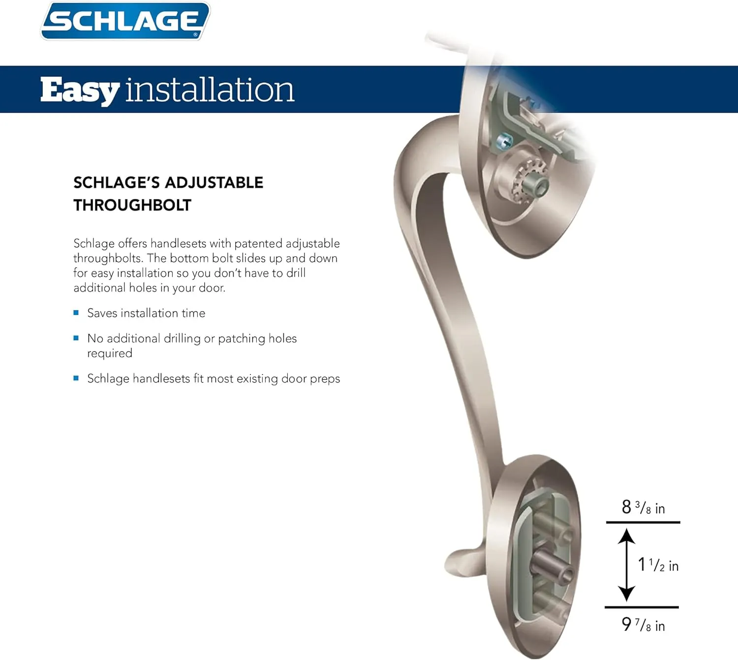 Schlage F60 V CAM 716 ACC Camelot Front Entry Handleset with Accent Lever, Deadbolt Keyed 1 Side, Aged Bronze