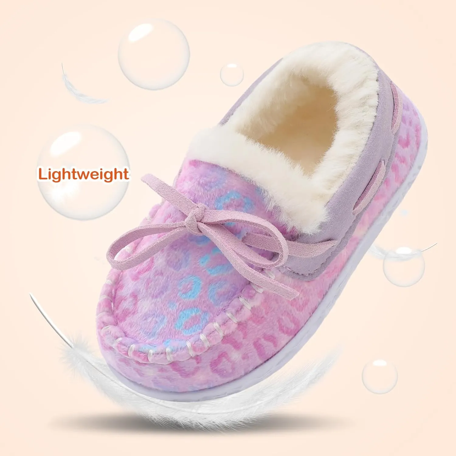 Scurtain Unisex Kids Toddler Slippers Suede Moccasin Slippers for Boys Girls Baby Lined with Warm Fur