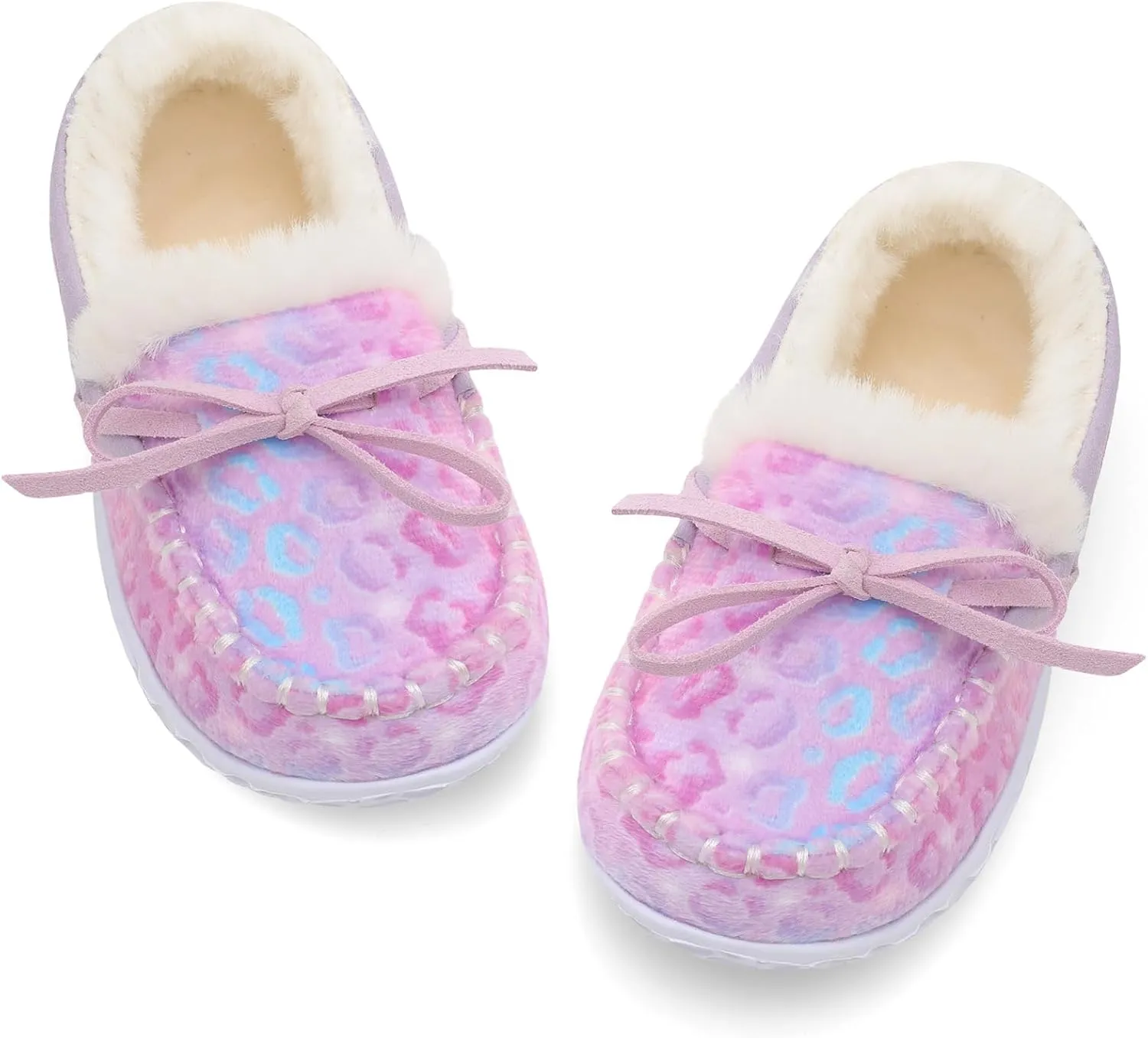 Scurtain Unisex Kids Toddler Slippers Suede Moccasin Slippers for Boys Girls Baby Lined with Warm Fur