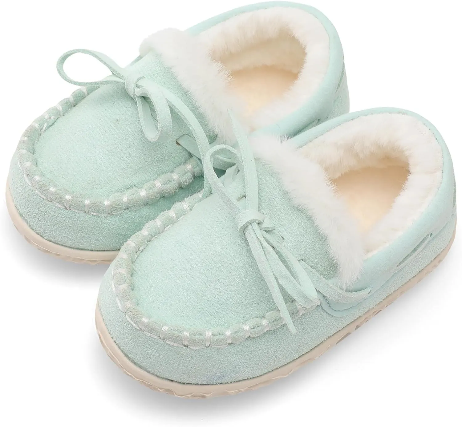 Scurtain Unisex Kids Toddler Slippers Suede Moccasin Slippers for Boys Girls Baby Lined with Warm Fur
