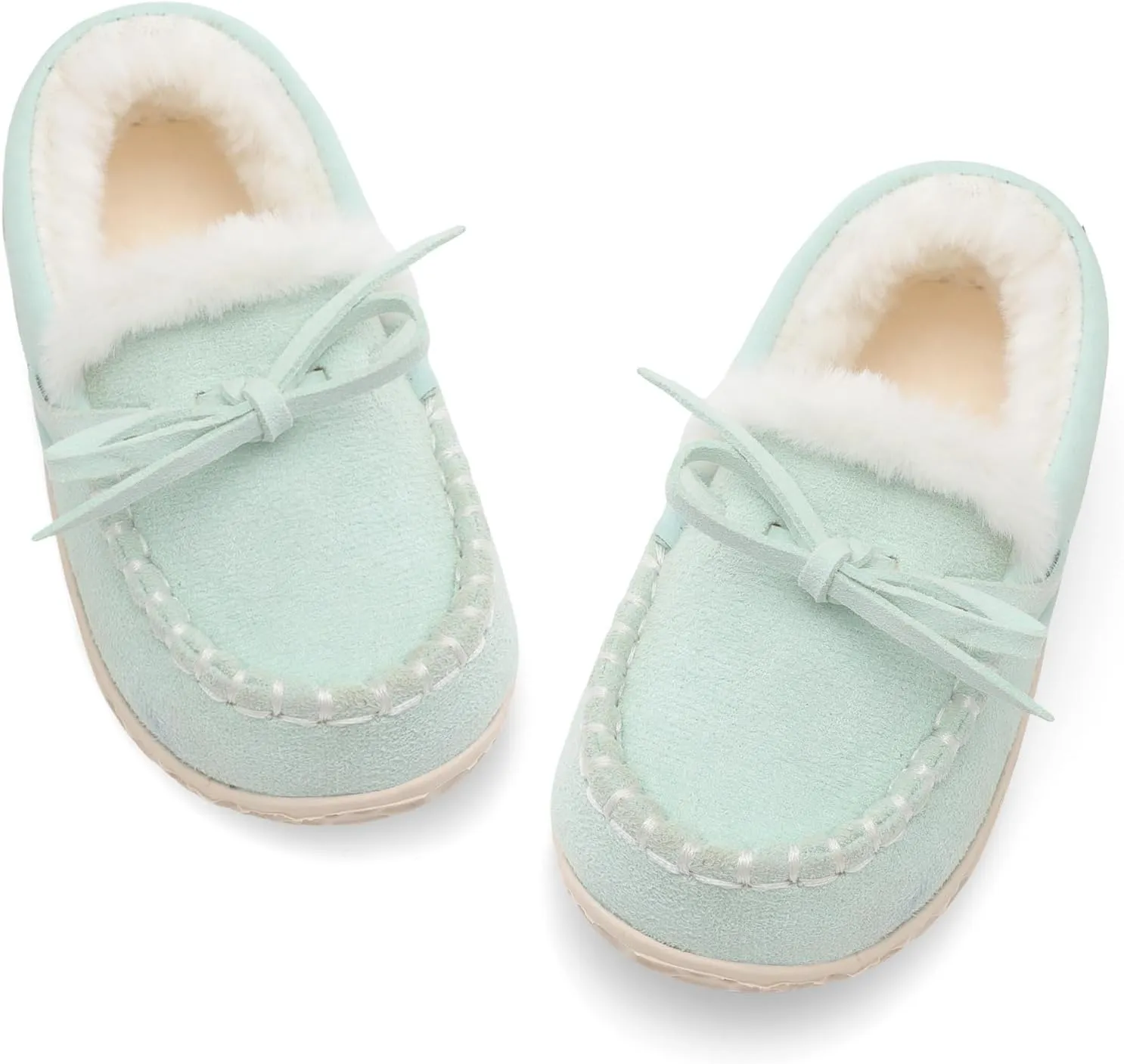 Scurtain Unisex Kids Toddler Slippers Suede Moccasin Slippers for Boys Girls Baby Lined with Warm Fur
