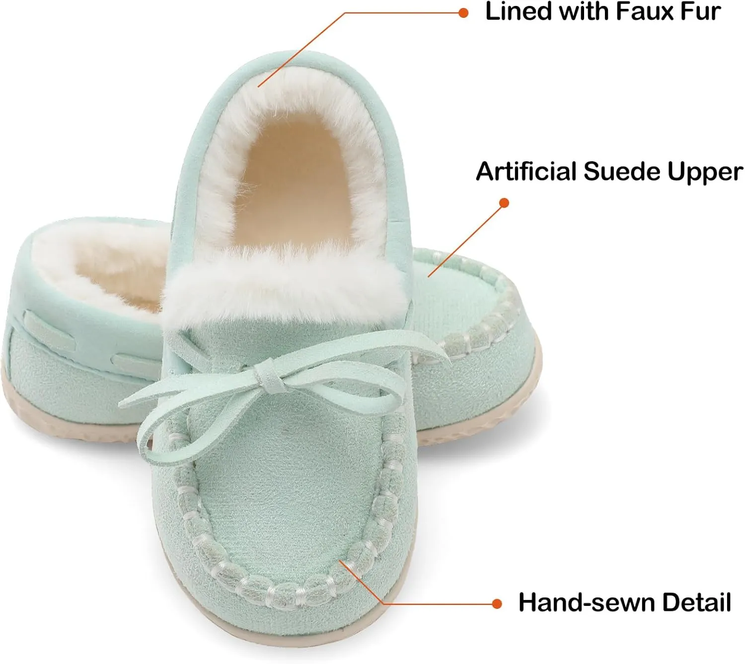 Scurtain Unisex Kids Toddler Slippers Suede Moccasin Slippers for Boys Girls Baby Lined with Warm Fur