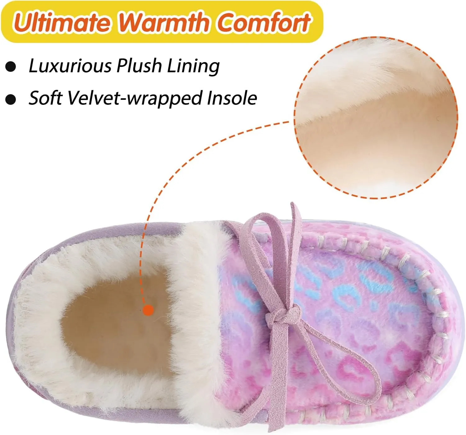 Scurtain Unisex Kids Toddler Slippers Suede Moccasin Slippers for Boys Girls Baby Lined with Warm Fur