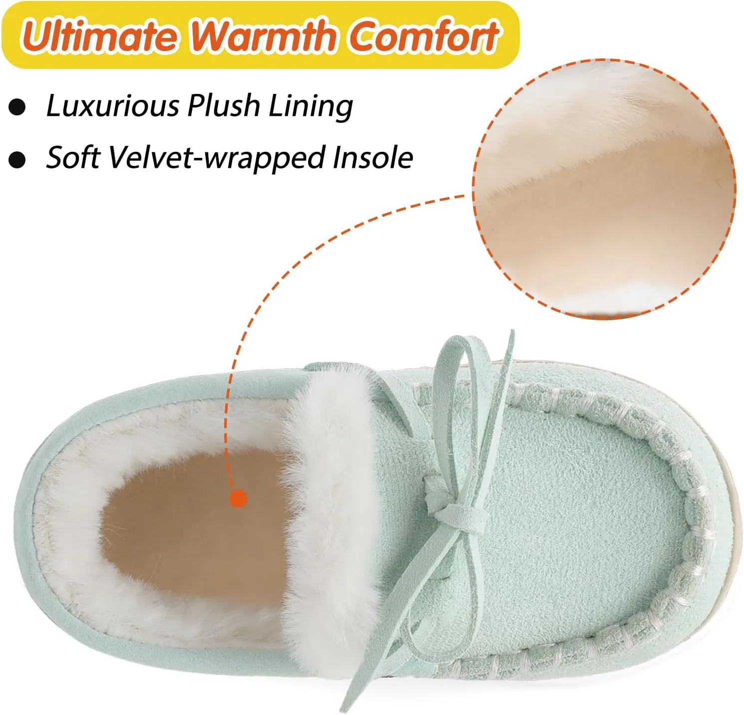 Scurtain Unisex Kids Toddler Slippers Suede Moccasin Slippers for Boys Girls Baby Lined with Warm Fur