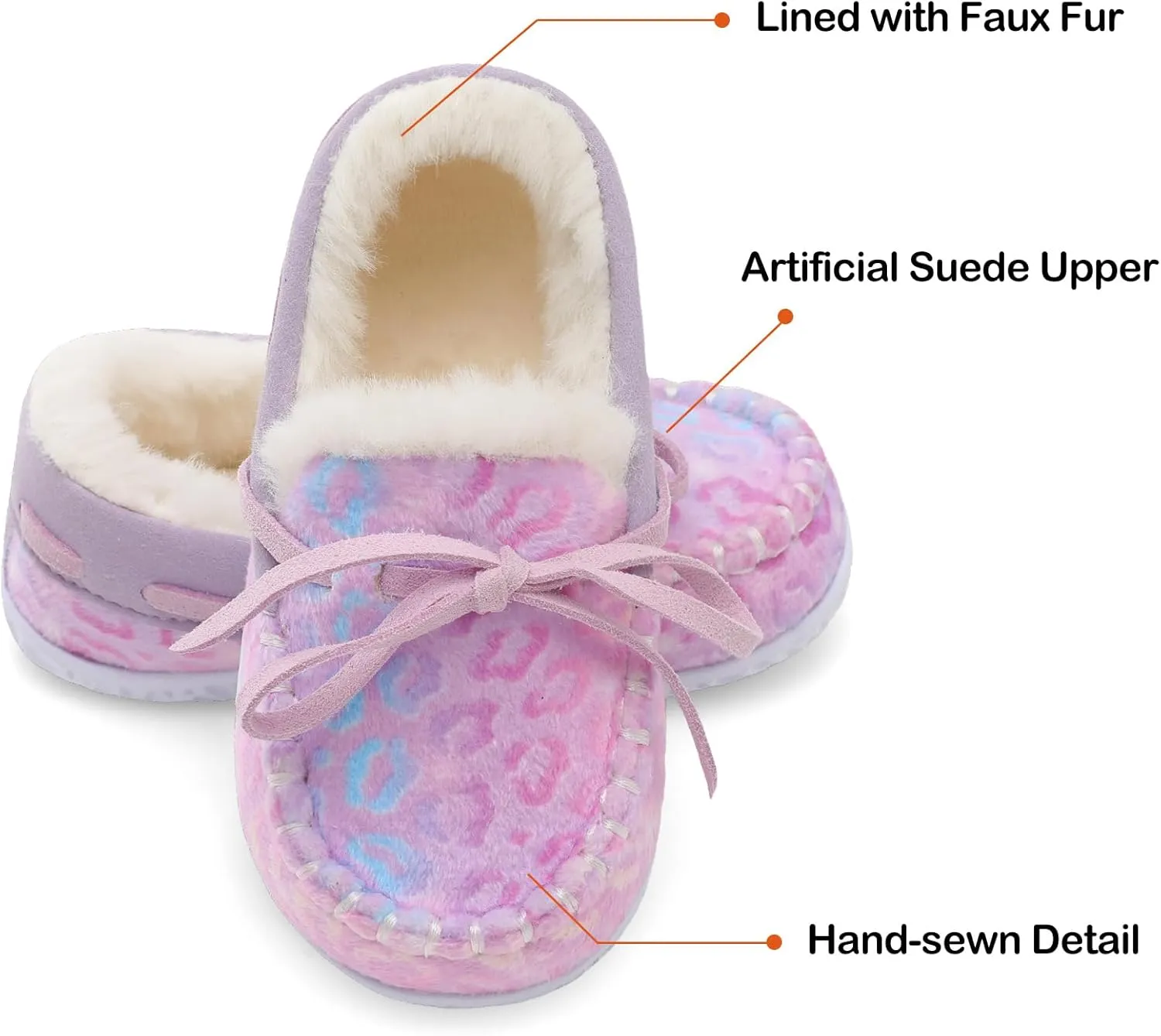 Scurtain Unisex Kids Toddler Slippers Suede Moccasin Slippers for Boys Girls Baby Lined with Warm Fur