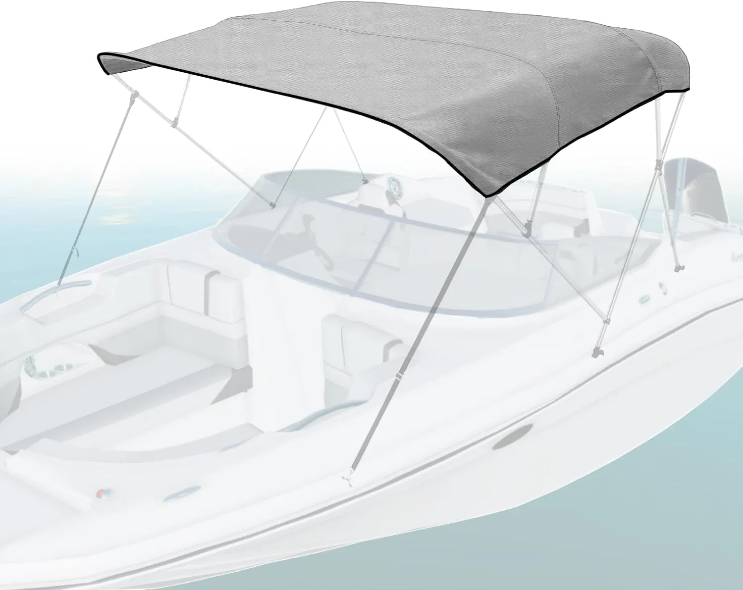 Seal Skin Covers 3 Bow / 4 Bow Bimini Top Replacement Cover, Marine Grade 600D Waterproof Canvas Boat Canopy Sun Shade Without Frame