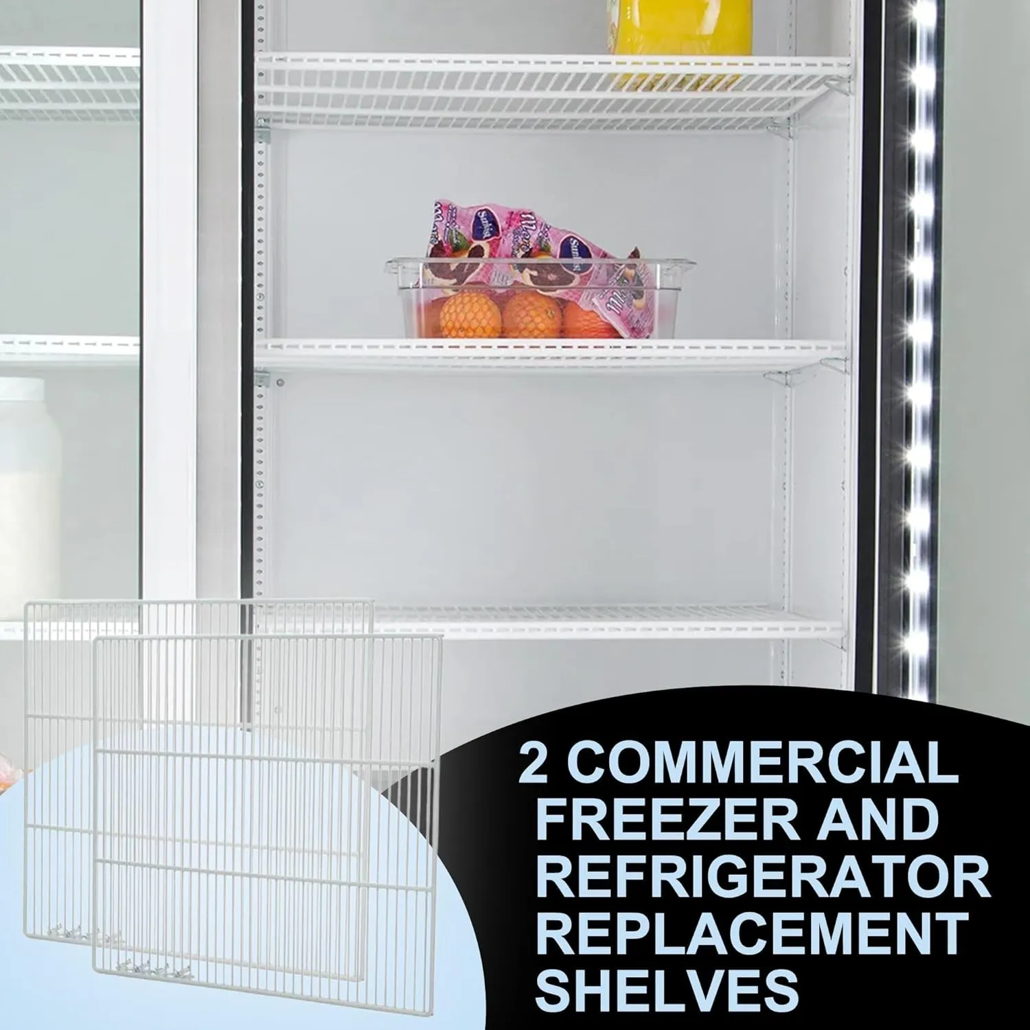 Set of 2 Commercial Freezer and Refrigerator Replacement Shelves (24" x 20.75") - Adjustable Utility Steel Wire Metal Shelf - Commercial Refrigerator Shelf, White